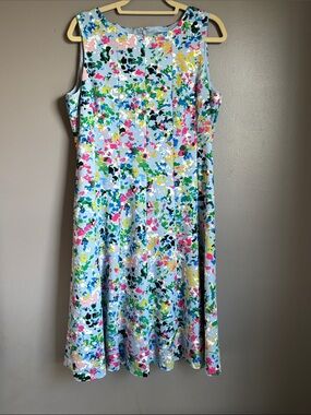 Anne Klein light blue floral print dress * sz 12 *